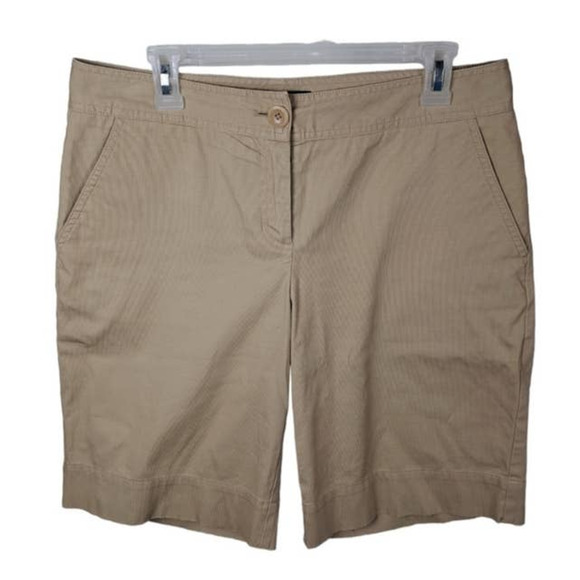 Talbots Pants - Talbots Women Petite 10 Beige Button Pockets Chino Bermuda Walking Shorts